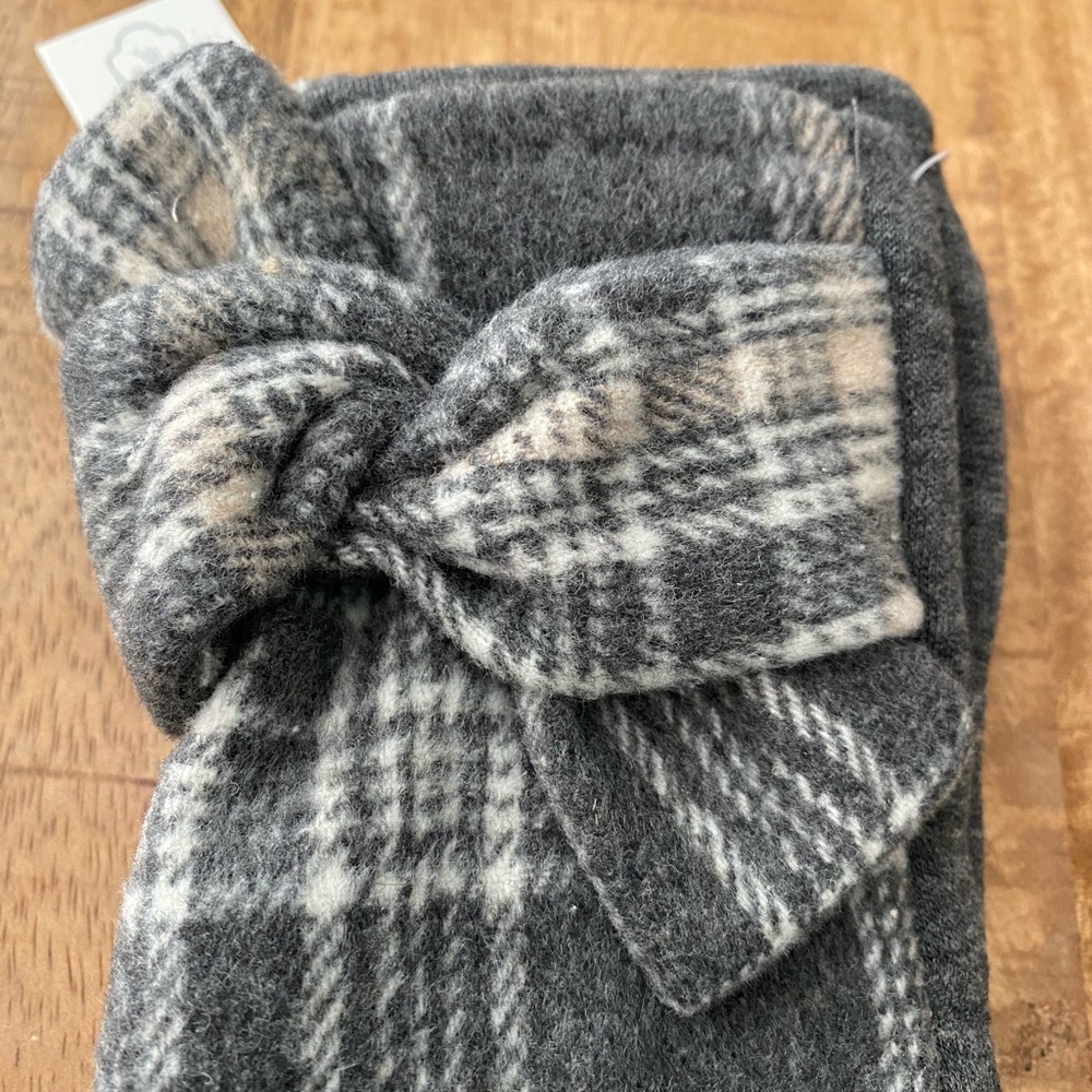 NWT Mudpie Gray Plaid Knot Warm Lined Glove Gift Set - Picture 2 of 6